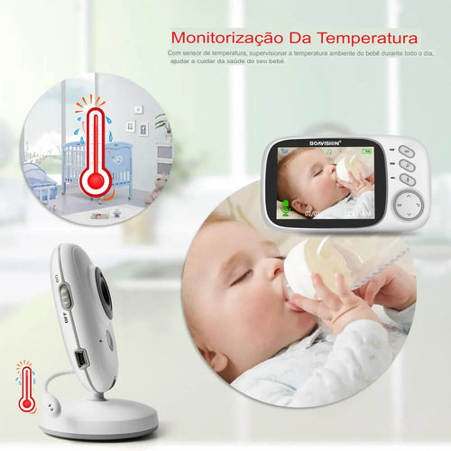 Babá Eletrônica Boavison BaBy - Vigilância Eletrônica com vídeo VB603 2.4G sem fio com LCD de 3,2 polegadas Áudio bidirecional para conversa com visão noturna