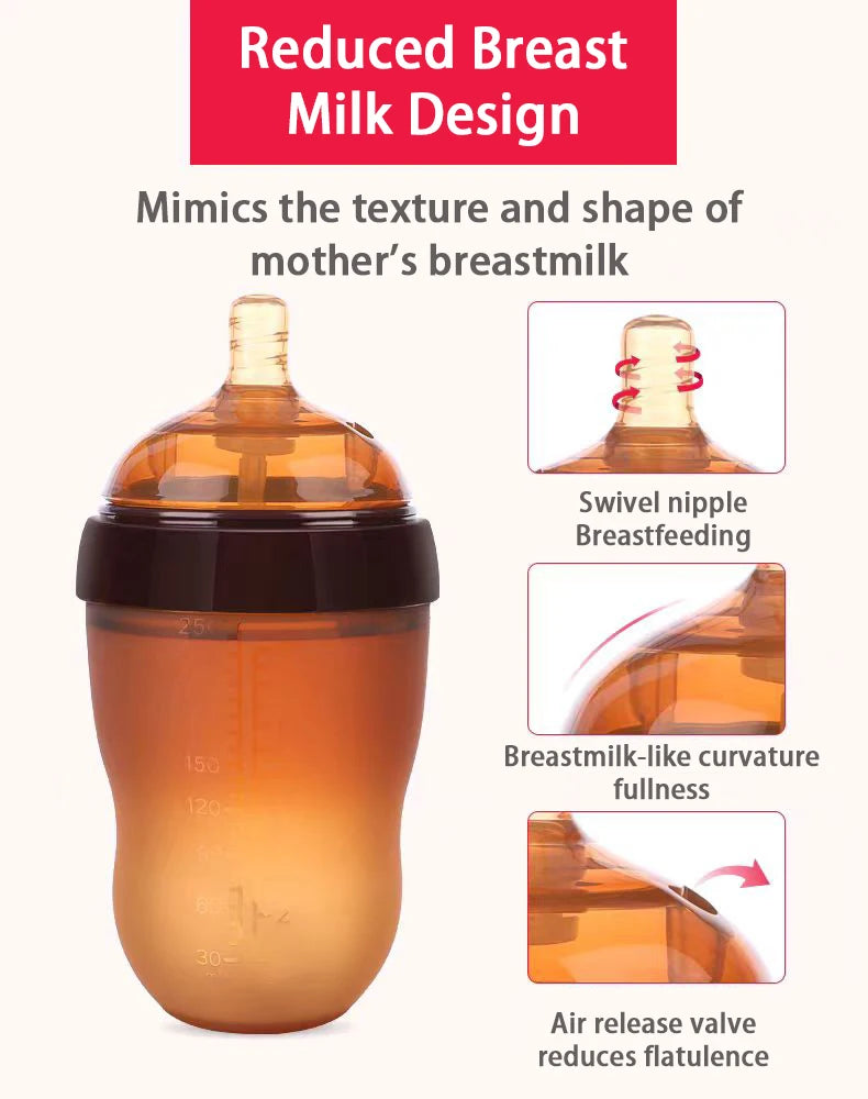 BPA-Free Silicone Baby Bottle, Suitable for 0-36 Months, 150ml/240ml, Mimics Breastfeeding Experience